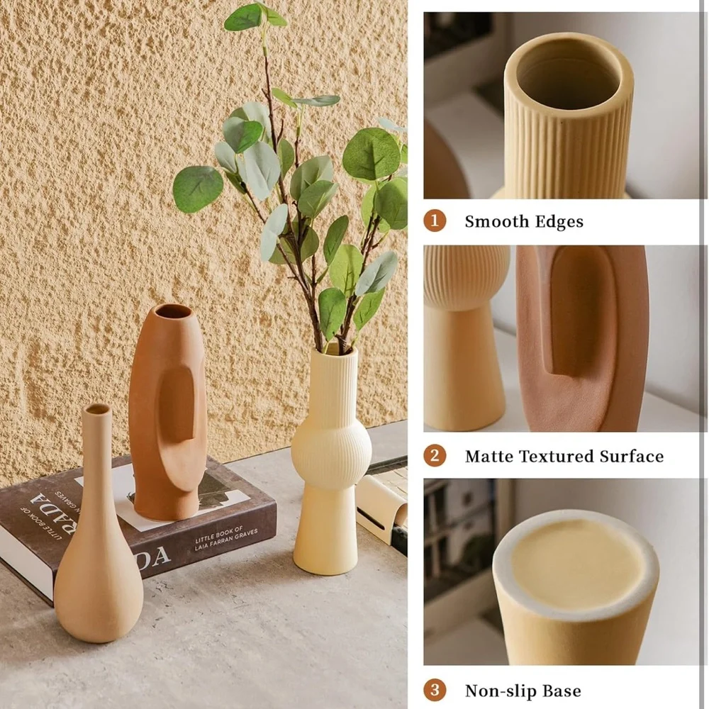 Neutral Ceramic Sculptural Vase Collection for centerpieces